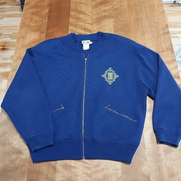 Vintage MISTER LEONARD Woolblend Full Zip Bat Sleeve Sweater Size Medium - Picture 7 of 9